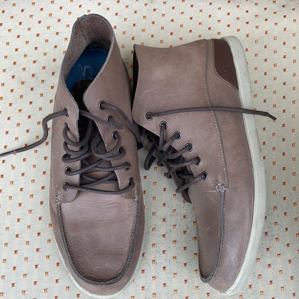 Brown Leather High-Top Sneakers